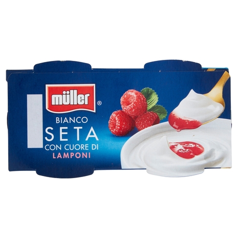 Yogurt Bianco Seta con Cuore di Lamponi, 2x125 g